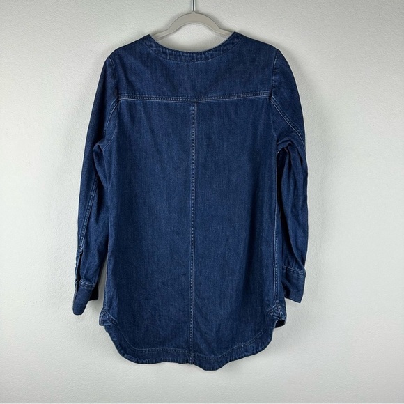 Free People Blue Denim Lace Front Neapolitan Dreams Tunic Top Size Medium - Picture 3 of 6